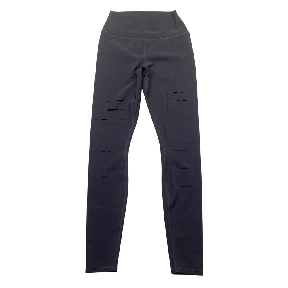 Alo Yoga High Waist Ripped Warrior Leggings Black Size M VN4505 Athleisure